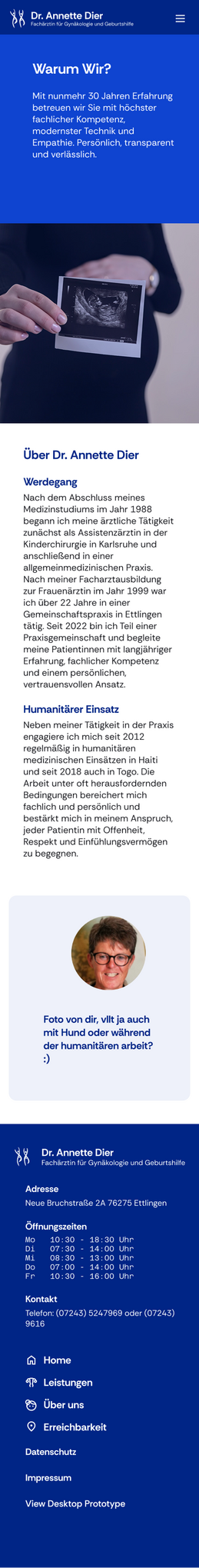 Screenshot of dr. dier website about us page
